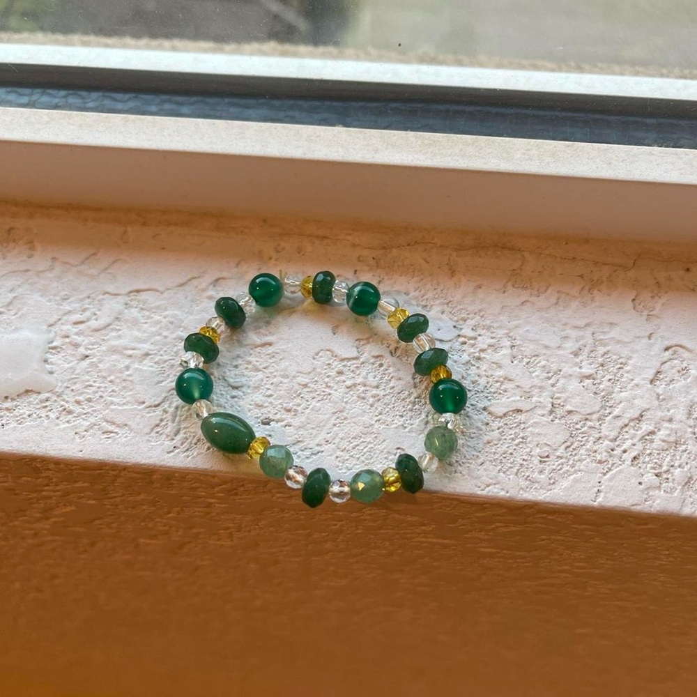 Green and Yellow Beaded Bracelet Jewelry